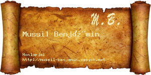 Mussil Benjámin névjegykártya